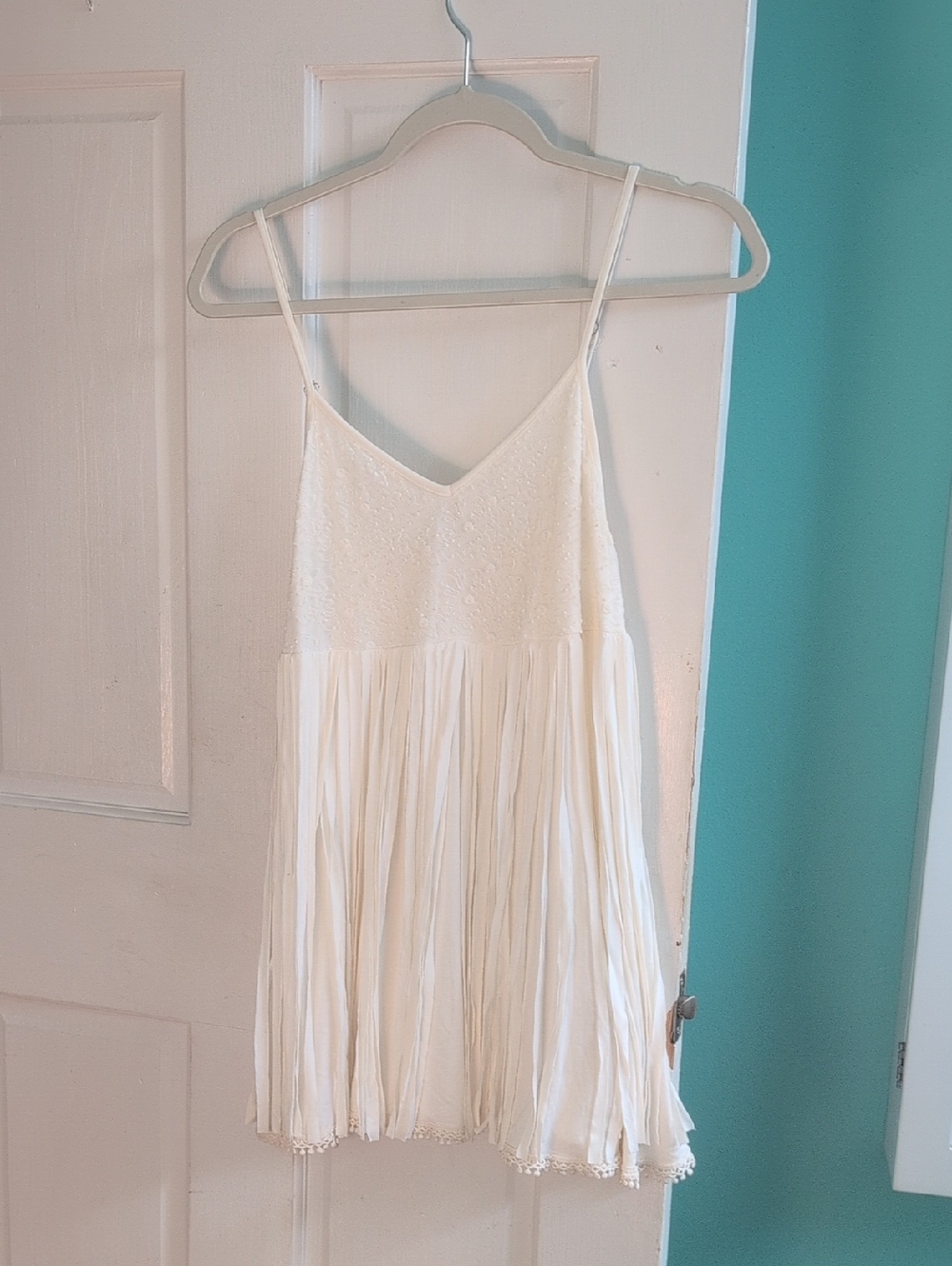 POL White Lace Textured Top